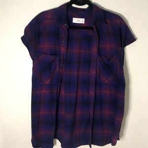 TNA Plaid Sleeveless Oversized Buttondown